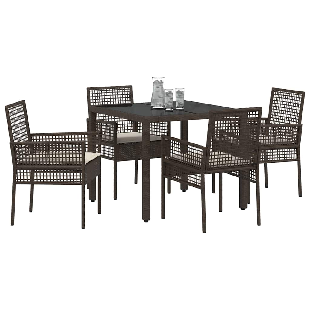 Have Spisebordssæt 5 pcs Brun Poly rattan