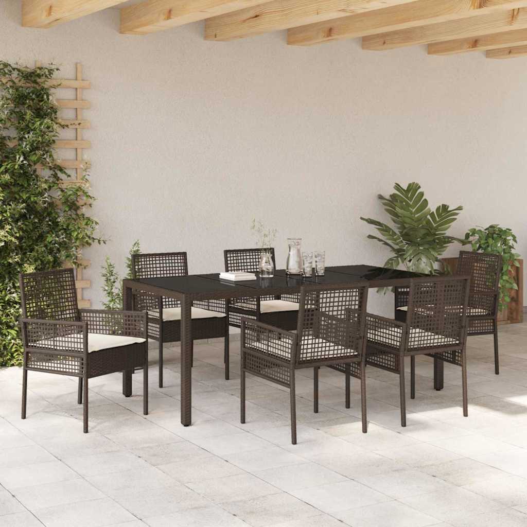 Have Spisebordssæt 7 pcs Brun Poly rattan