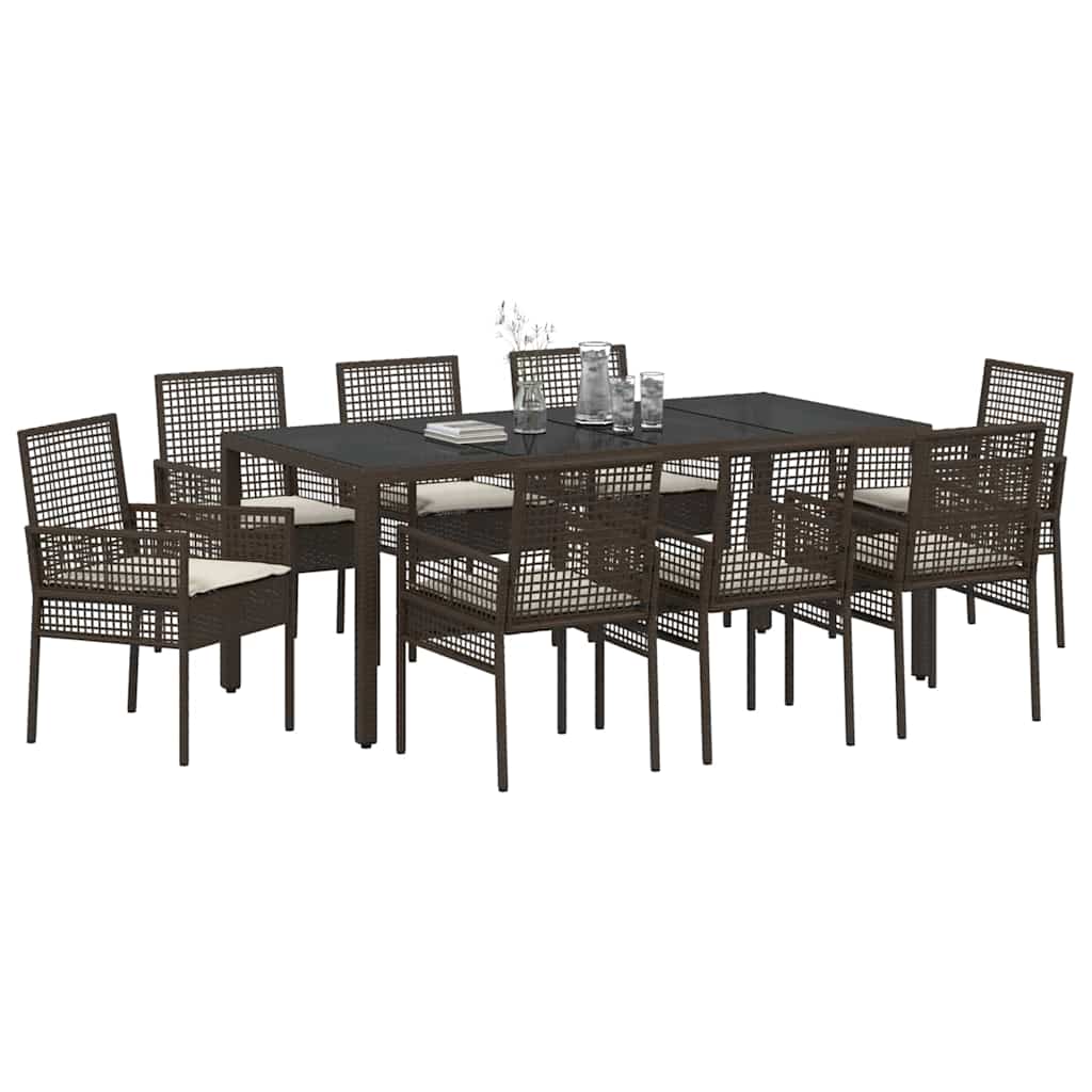 Have Spisebordssæt 9 pcs Brun Poly rattan