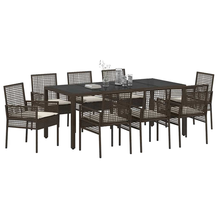 Have Spisebordssæt 9 pcs Brun Poly rattan