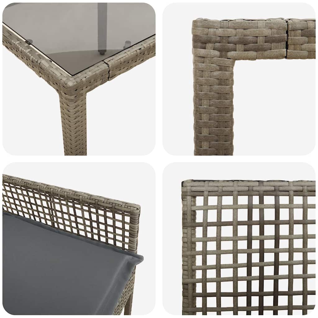 Have Spisebordssæt 3 pcs Grå Poly rattan