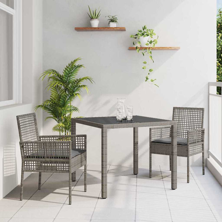 Have Spisebordssæt 3 pcs Grå Poly rattan