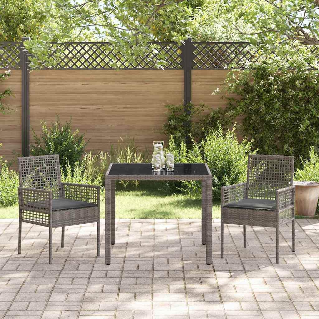 Have Spisebordssæt 3 pcs Grå Poly rattan