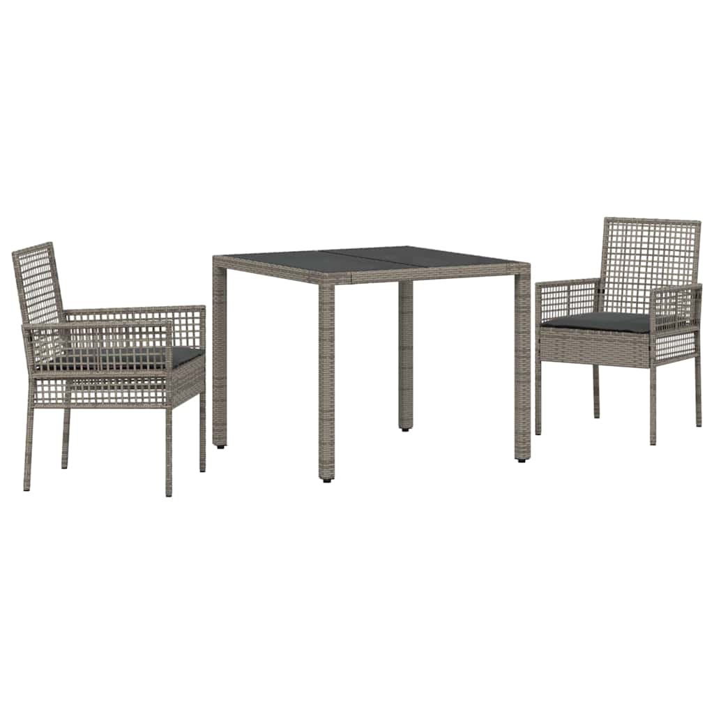 Have Spisebordssæt 3 pcs Grå Poly rattan