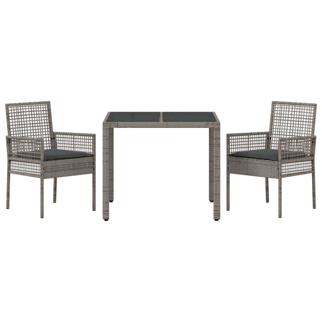 Have Spisebordssæt 3 pcs Grå Poly rattan