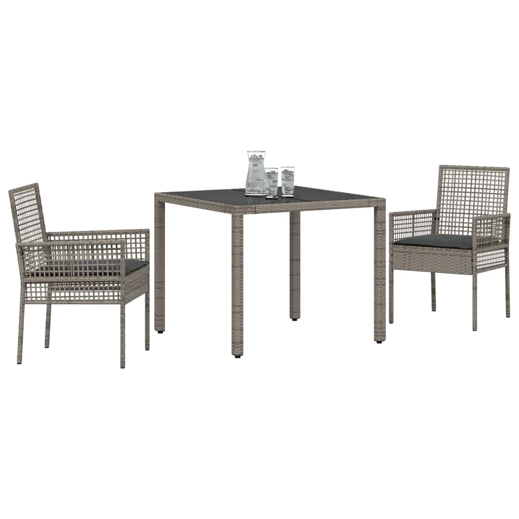 Have Spisebordssæt 3 pcs Grå Poly rattan