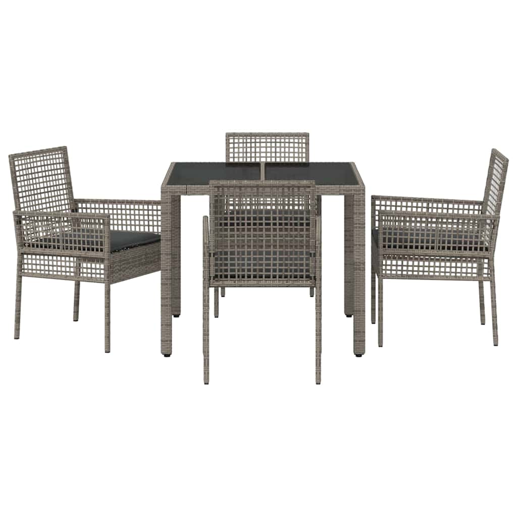 Have Spisebordssæt 5 pcs Grå Poly rattan