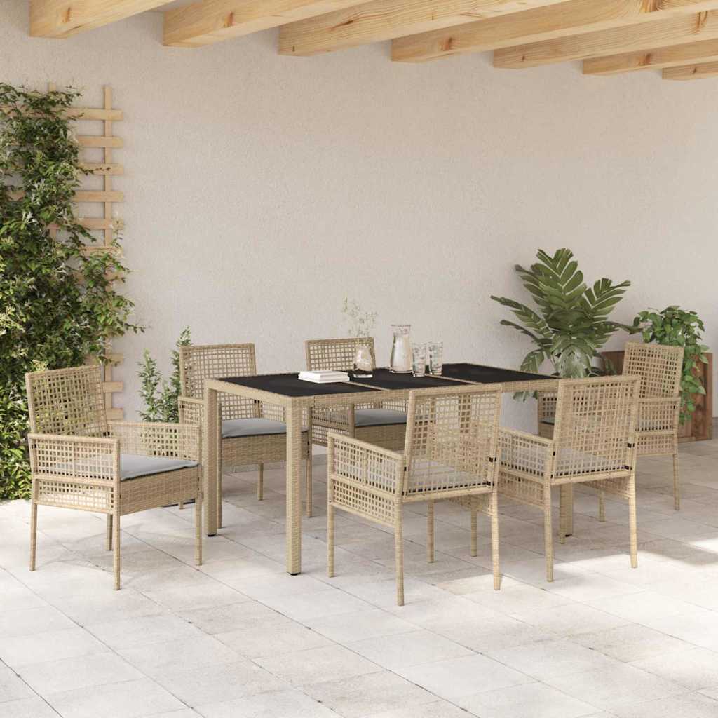 Have Spisebordssæt 7 pcs Beige Poly rattan