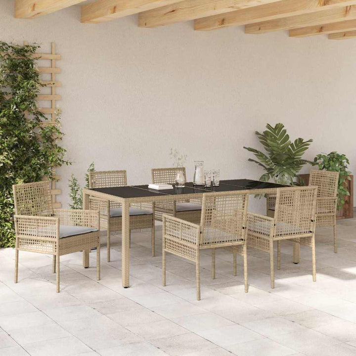 Have Spisebordssæt 7 pcs Beige Poly rattan