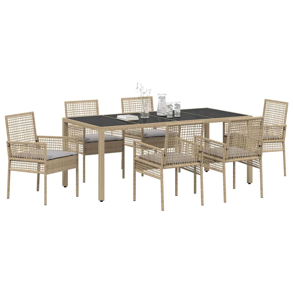 Have Spisebordssæt 7 pcs Beige Poly rattan