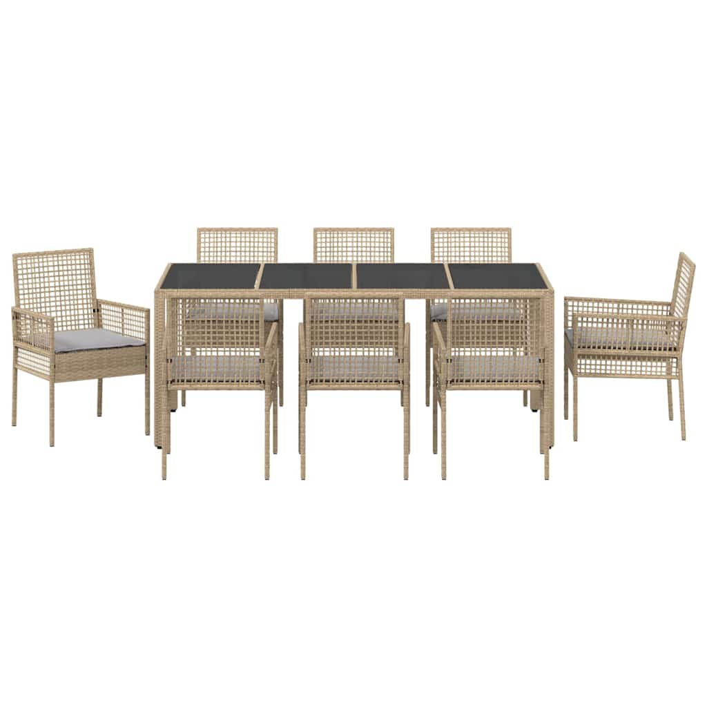 Have Spisebordssæt 9 pcs Beige Poly rattan