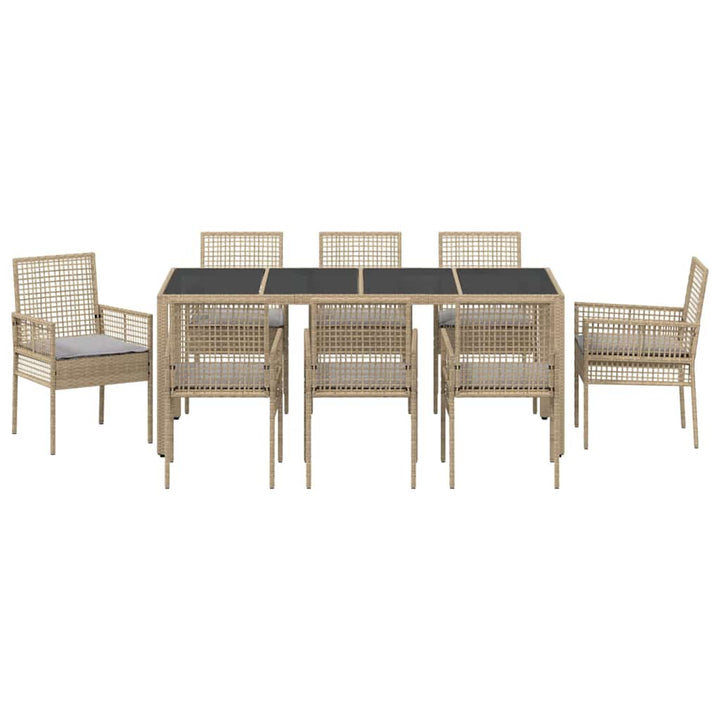 Have Spisebordssæt 9 pcs Beige Poly rattan