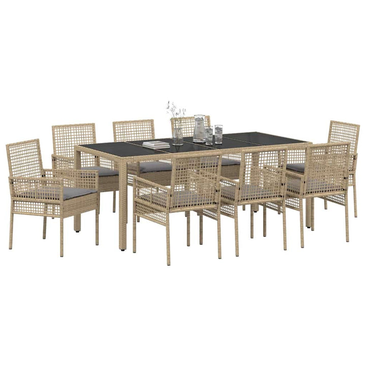 Have Spisebordssæt 9 pcs Beige Poly rattan
