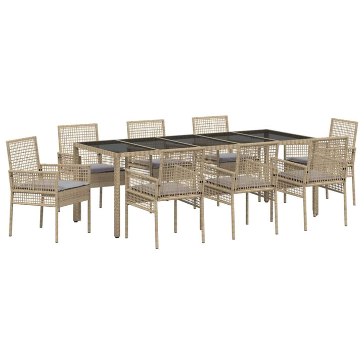 Have Spisebordssæt 9 pcs Beige Poly rattan