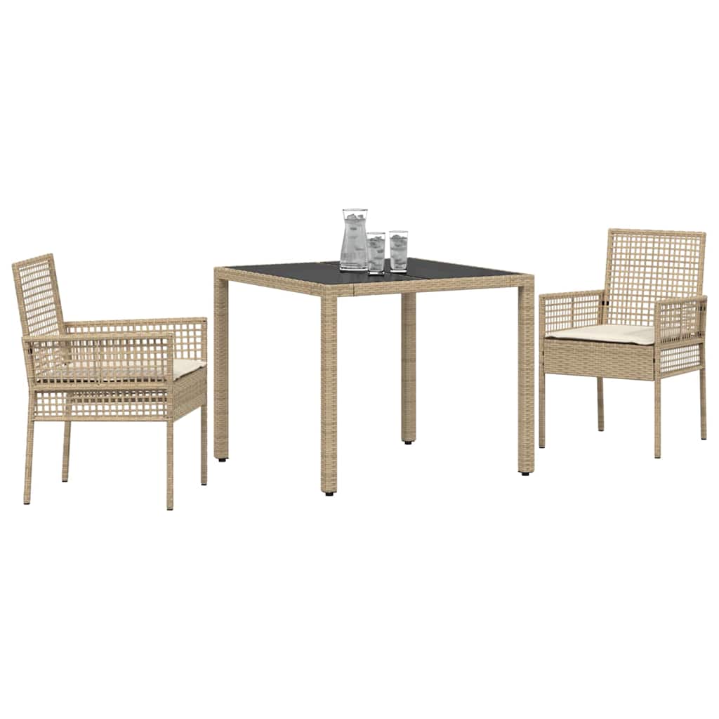 Have Spisebordssæt 3 pcs Beige Poly rattan