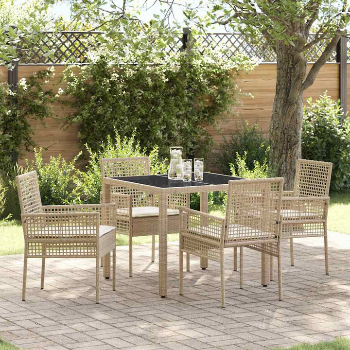 Have Spisebordssæt 5 pcs Beige Poly rattan