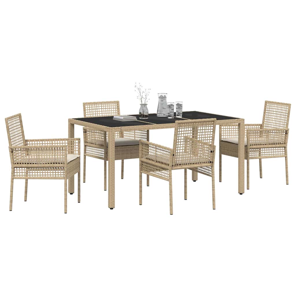 Have Spisebordssæt 5 pcs Beige Poly rattan