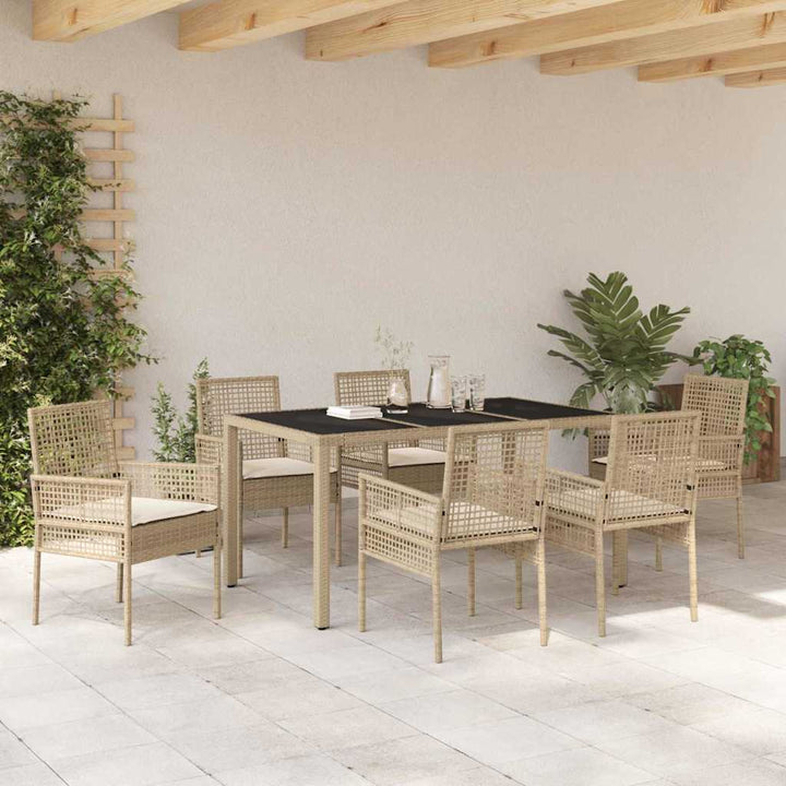 Have Spisebordssæt 7 pcs Beige Poly rattan