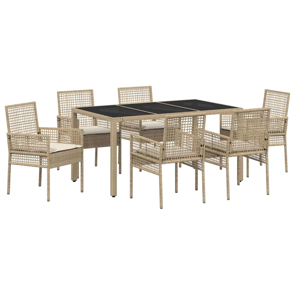 Have Spisebordssæt 7 pcs Beige Poly rattan