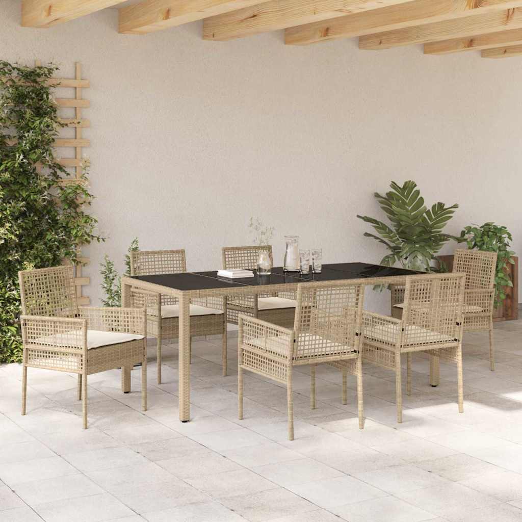 Have Spisebordssæt 7 pcs Beige Poly rattan
