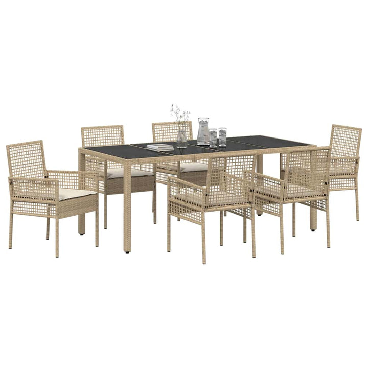 Have Spisebordssæt 7 pcs Beige Poly rattan