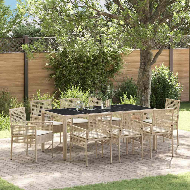 Have Spisebordssæt 9 pcs Beige PE rattan
