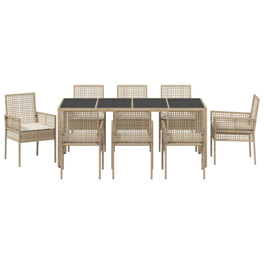 Have Spisebordssæt 9 pcs Beige PE rattan