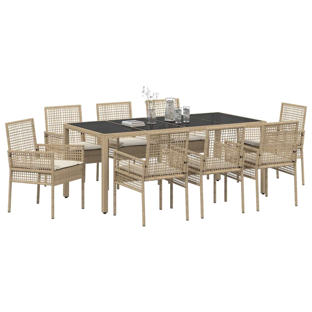 Have Spisebordssæt 9 pcs Beige PE rattan