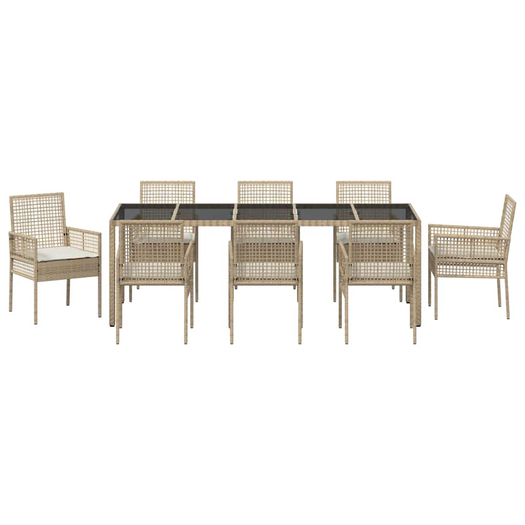 Have Spisebordssæt 9 pcs Beige Poly rattan