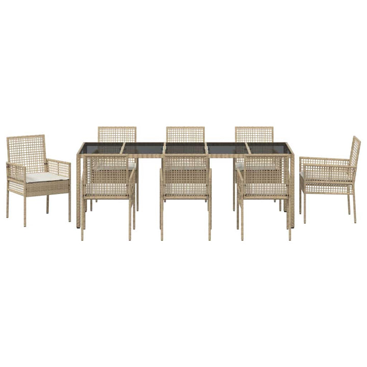 Have Spisebordssæt 9 pcs Beige Poly rattan