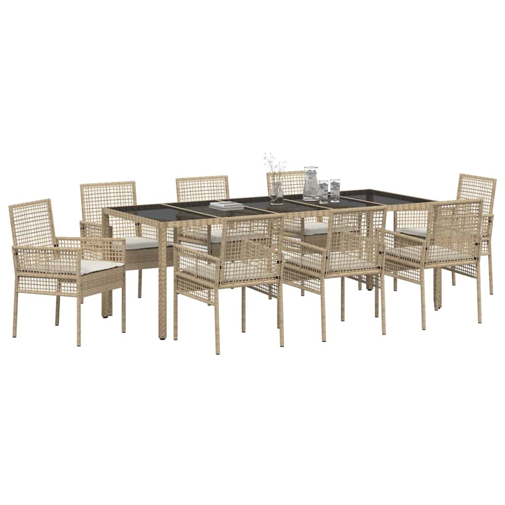 Have Spisebordssæt 9 pcs Beige Poly rattan