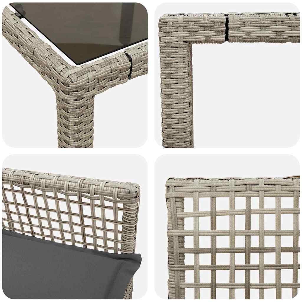 Have Spisebordssæt 3 pcs Lysegrå Poly rattan