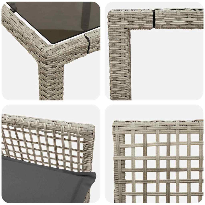Have Spisebordssæt 3 pcs Lysegrå Poly rattan