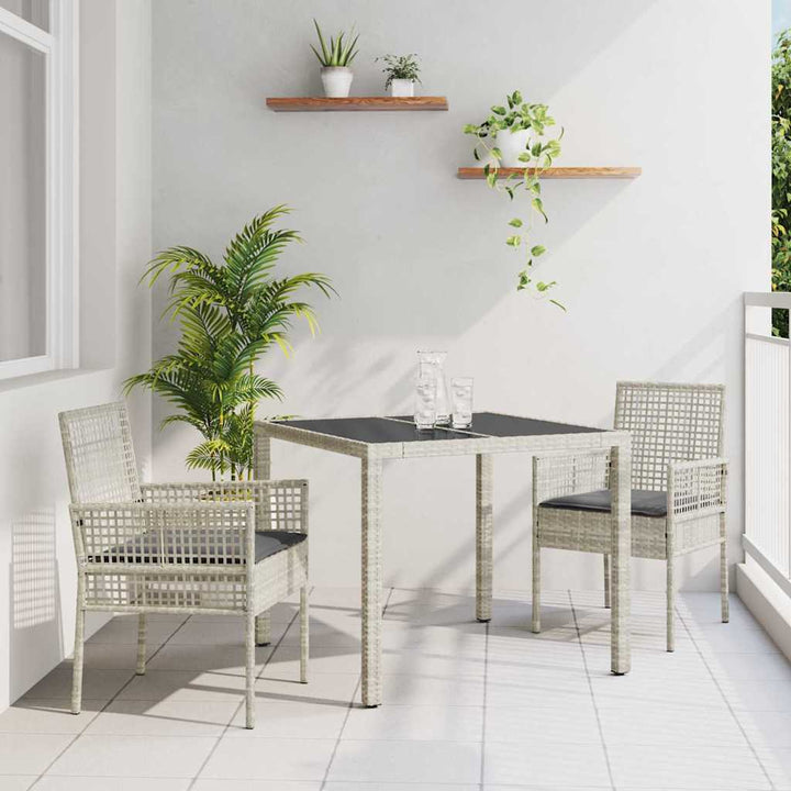 Have Spisebordssæt 3 pcs Lysegrå Poly rattan