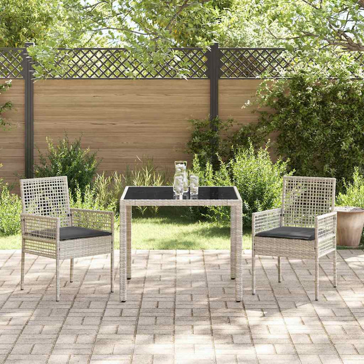 Have Spisebordssæt 3 pcs Lysegrå Poly rattan