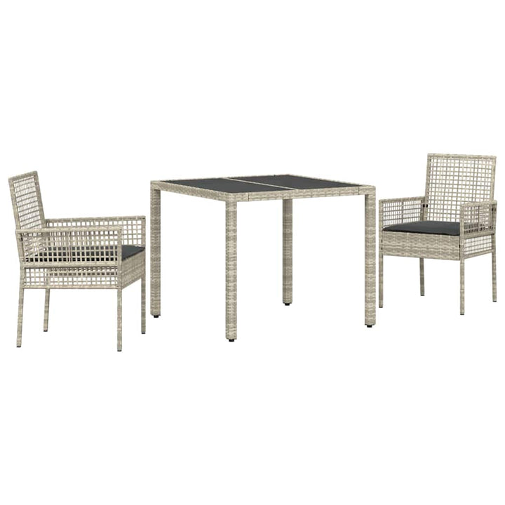 Have Spisebordssæt 3 pcs Lysegrå Poly rattan