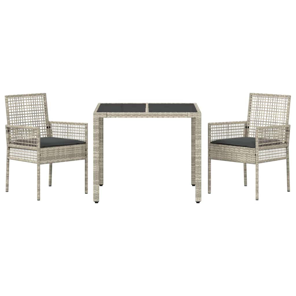 Have Spisebordssæt 3 pcs Lysegrå Poly rattan