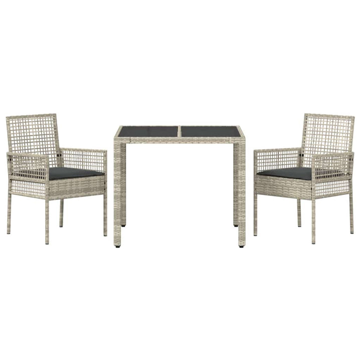 Have Spisebordssæt 3 pcs Lysegrå Poly rattan