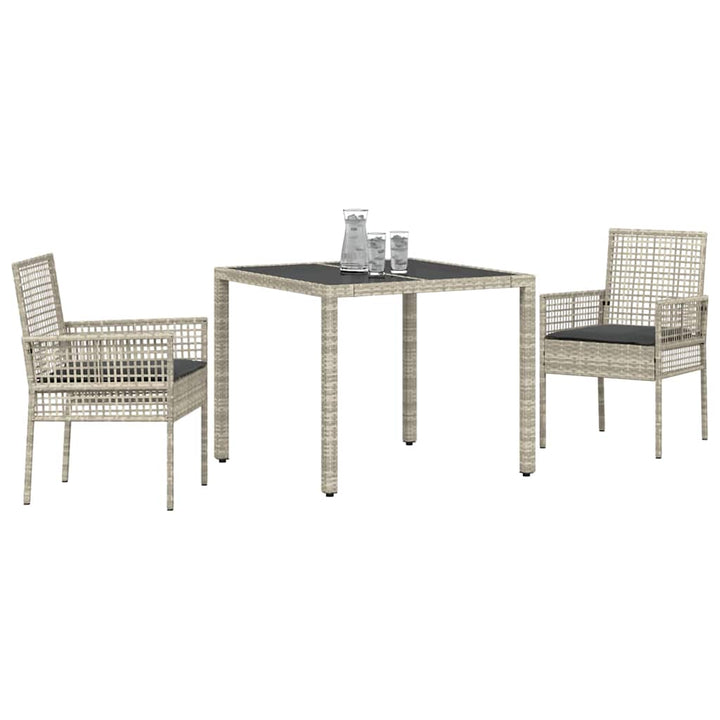 Have Spisebordssæt 3 pcs Lysegrå Poly rattan