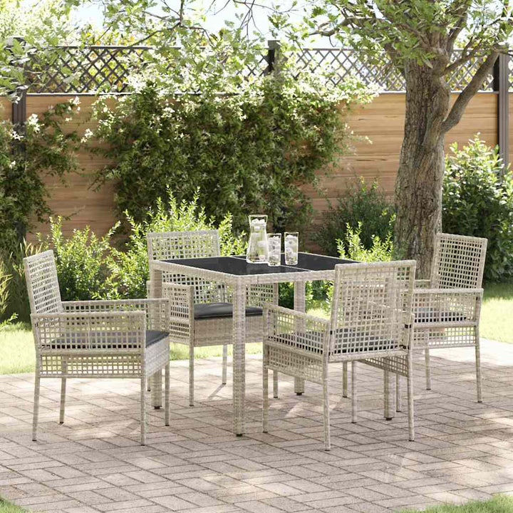 Have Spisebordssæt 5 pcs Lysegrå Poly rattan