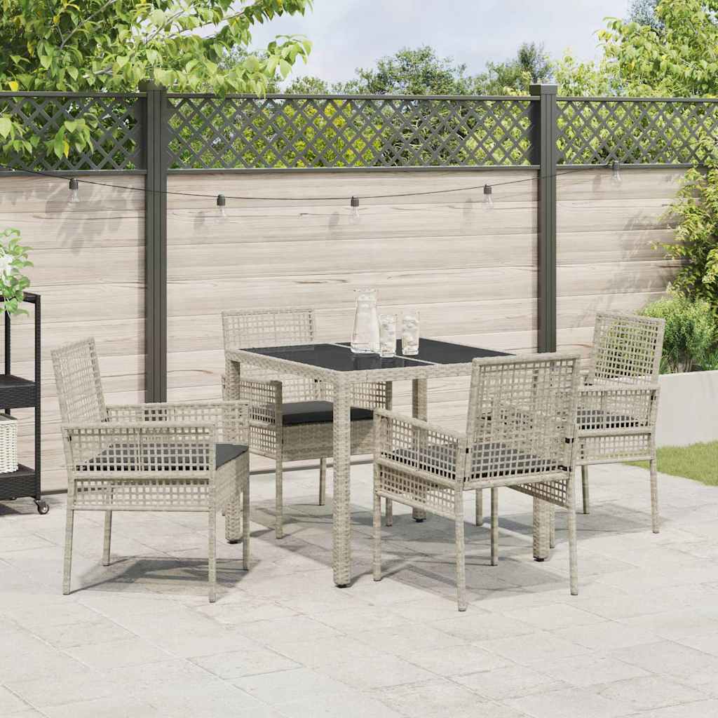 Have Spisebordssæt 5 pcs Lysegrå Poly rattan
