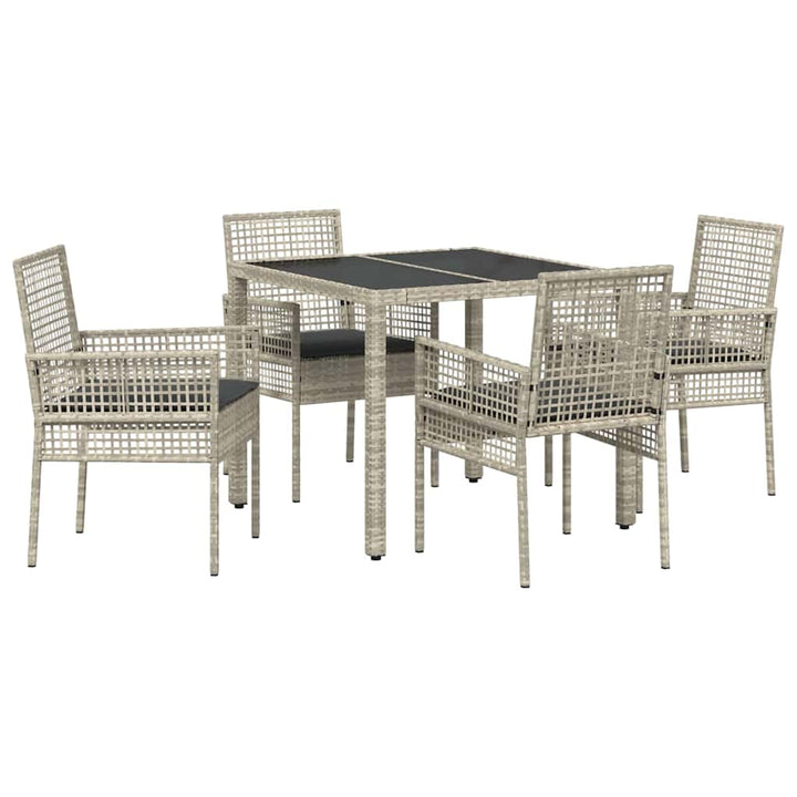 Have Spisebordssæt 5 pcs Lysegrå Poly rattan