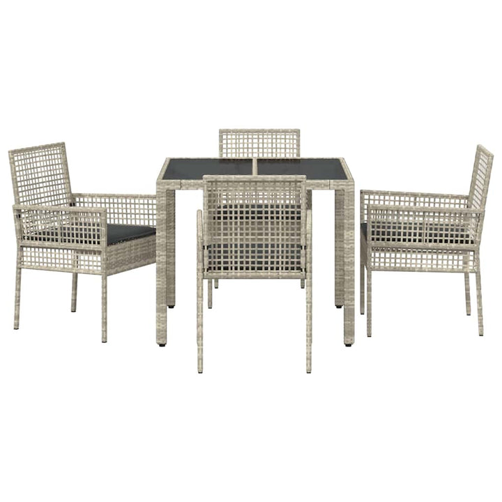 Have Spisebordssæt 5 pcs Lysegrå Poly rattan