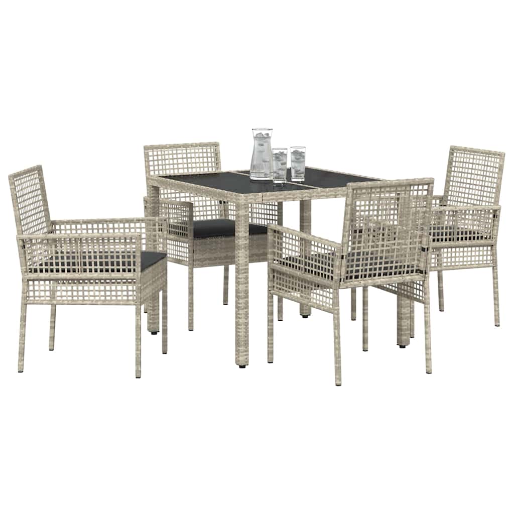 Have Spisebordssæt 5 pcs Lysegrå Poly rattan