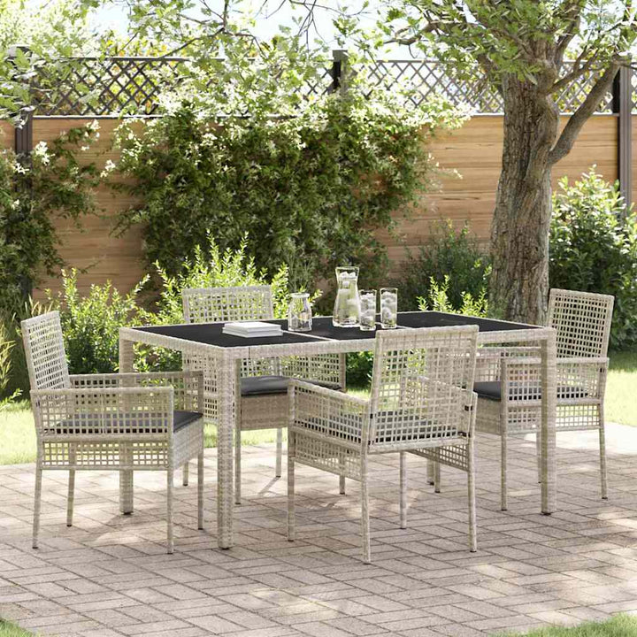 Have Spisebordssæt 5 pcs Lysegrå Poly rattan