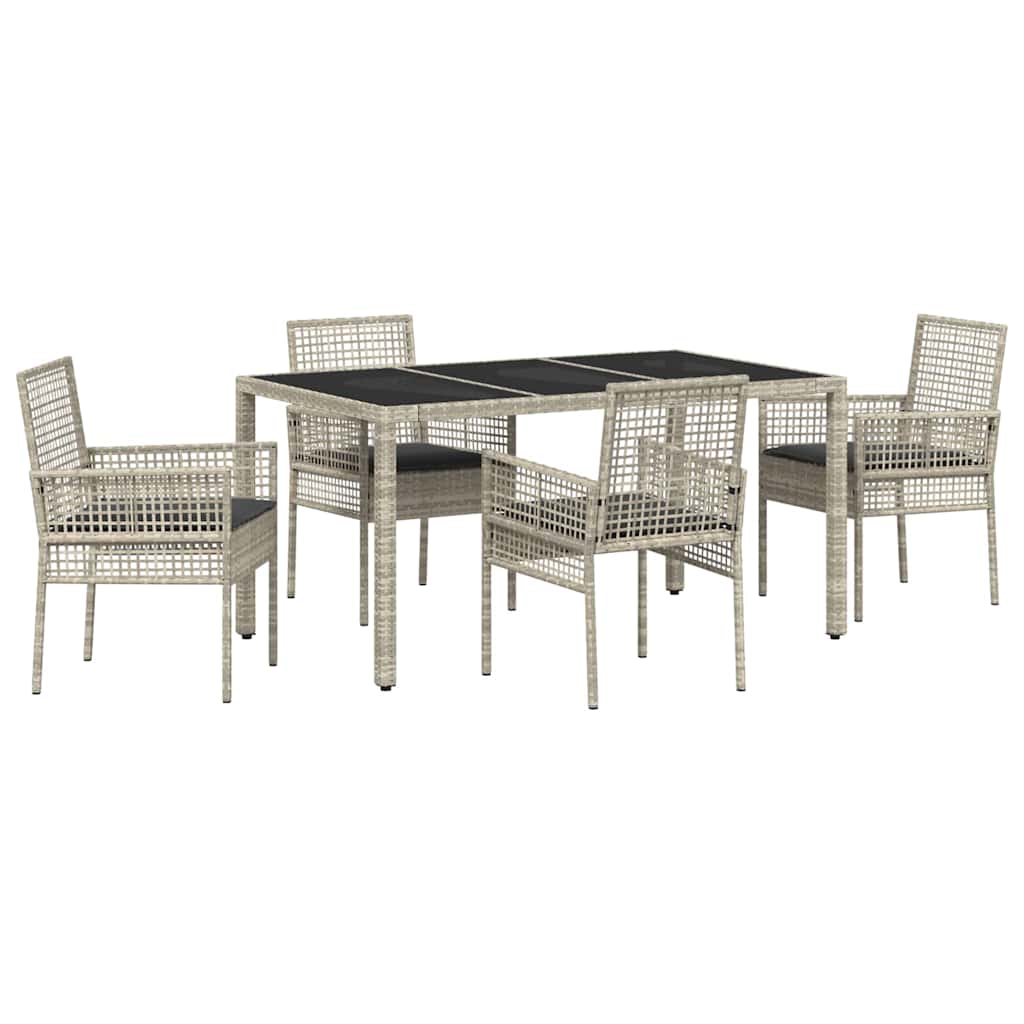 Have Spisebordssæt 5 pcs Lysegrå Poly rattan