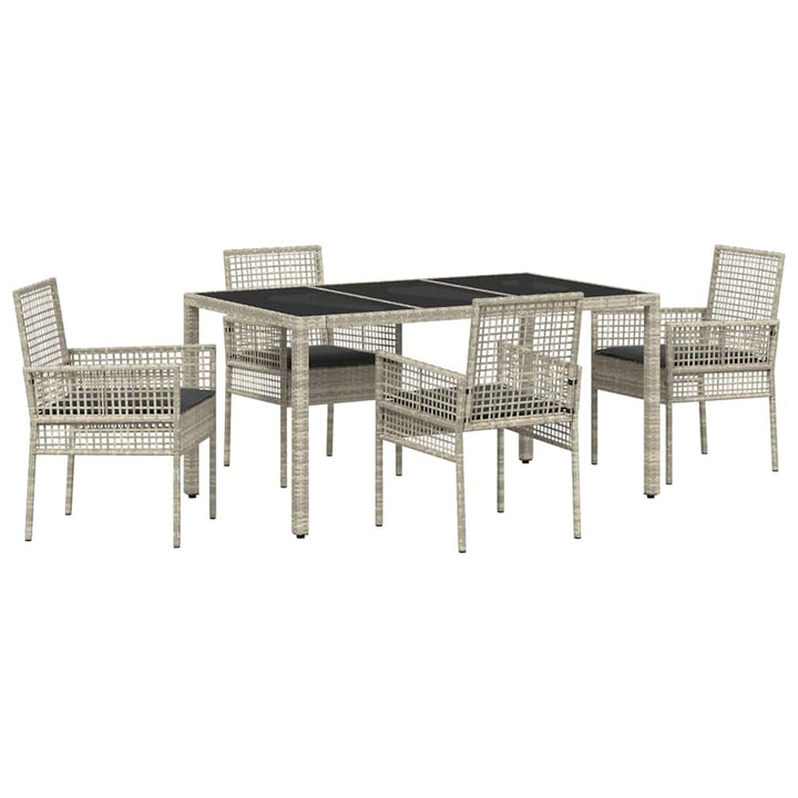 Have Spisebordssæt 5 pcs Lysegrå Poly rattan