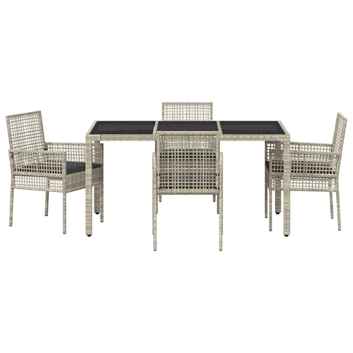 Have Spisebordssæt 5 pcs Lysegrå Poly rattan