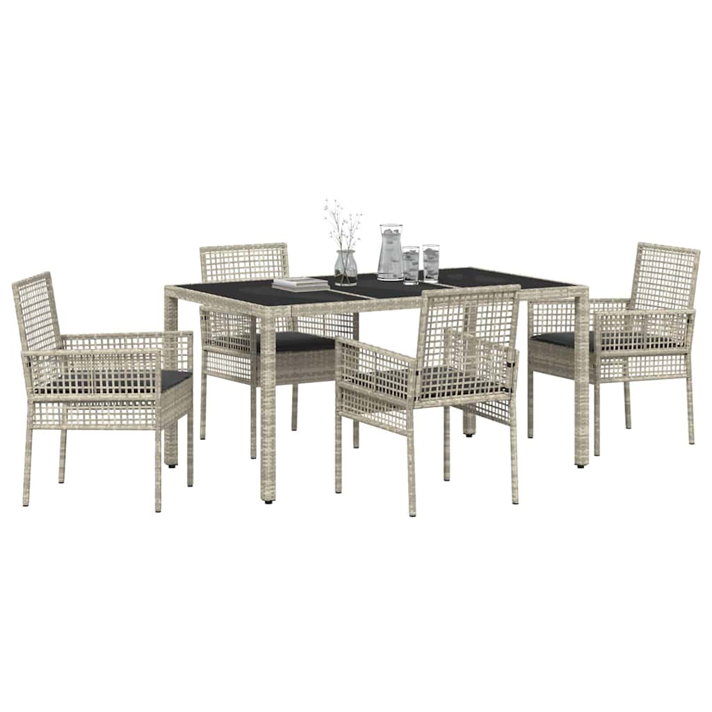 Have Spisebordssæt 5 pcs Lysegrå Poly rattan