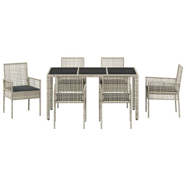 Have Spisebordssæt 7 pcs Lysegrå Poly rattan